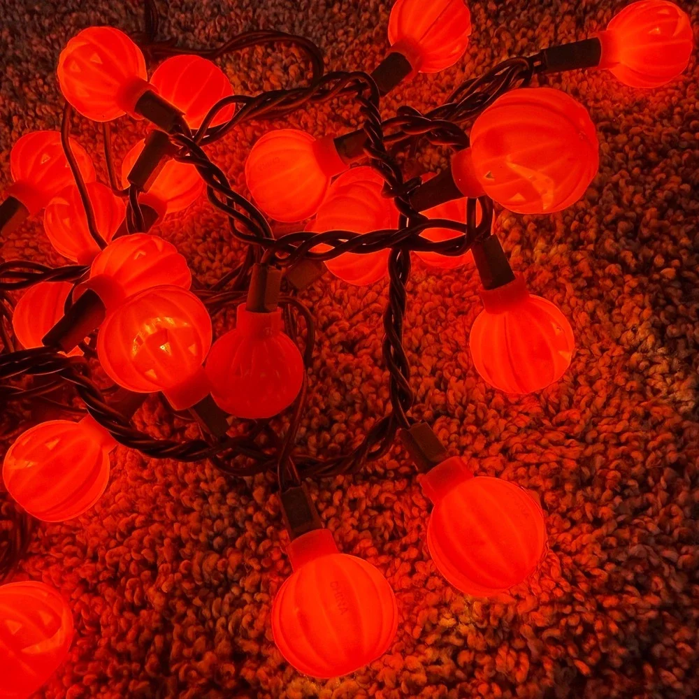 Pumpkin String Lights Orange 35 Light Set Jack O Lantern Halloween